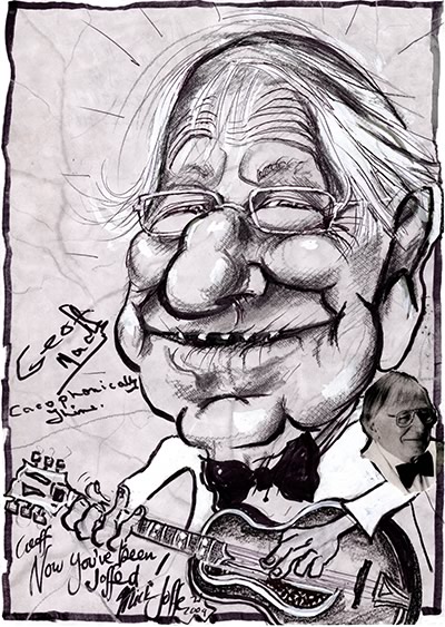 Caricature of Geoff Mack, by Mick Joffe