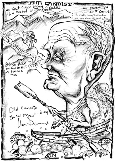 Caricature of Ken Downes, by Mick Joffe