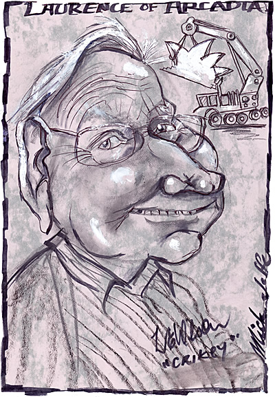 Caricature of Laurie Wilson, by Mick Joffe