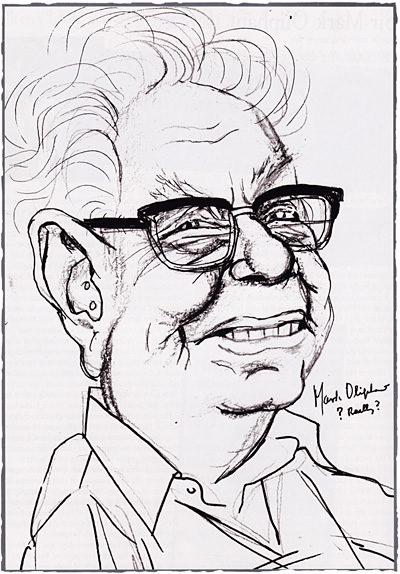 Caricature of Sir Mark Oliphant, by Mick Joffe